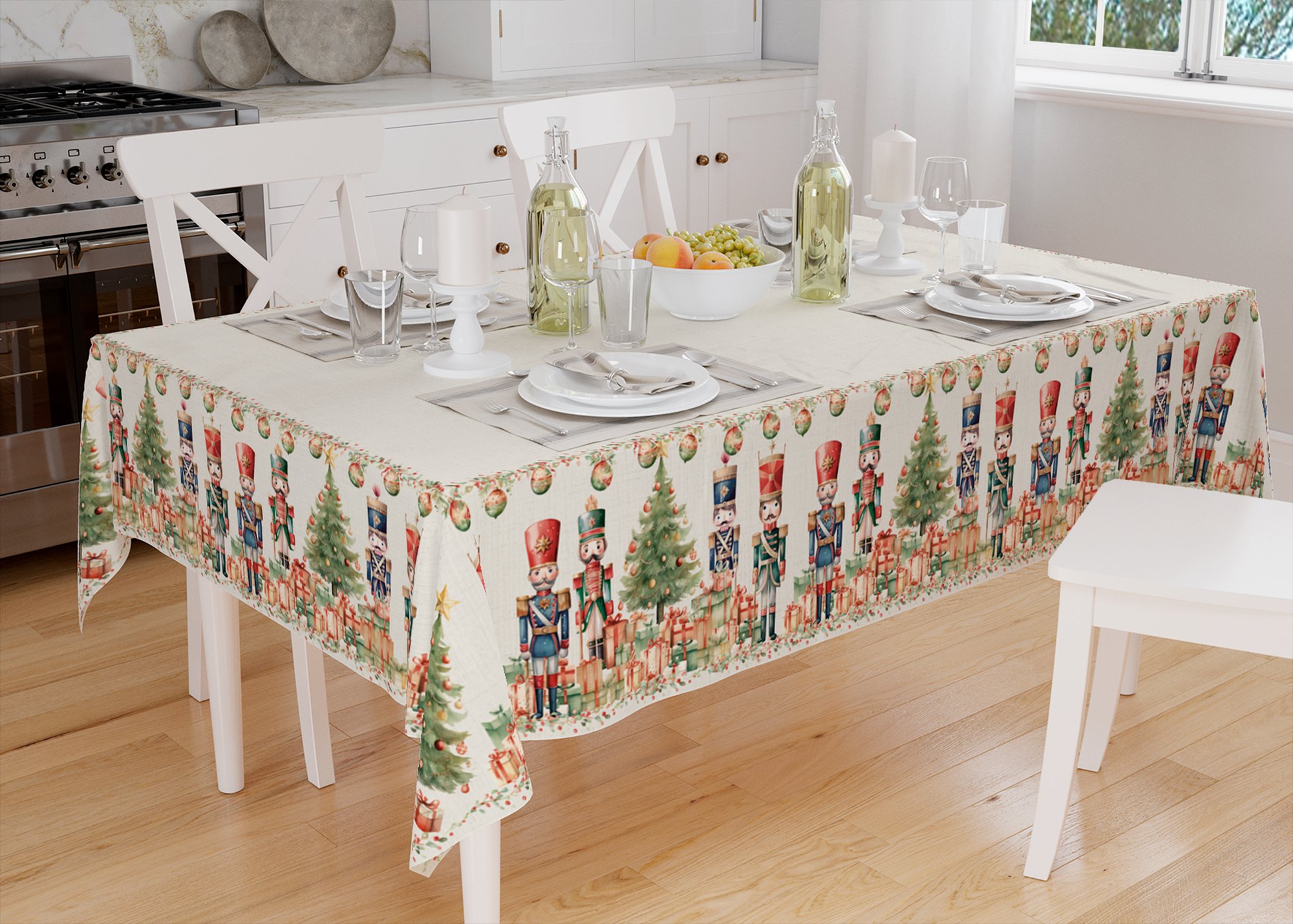 Toalha de Mesa Natal Nutcrackers - 8 Lugares - Casa Mesa Banho